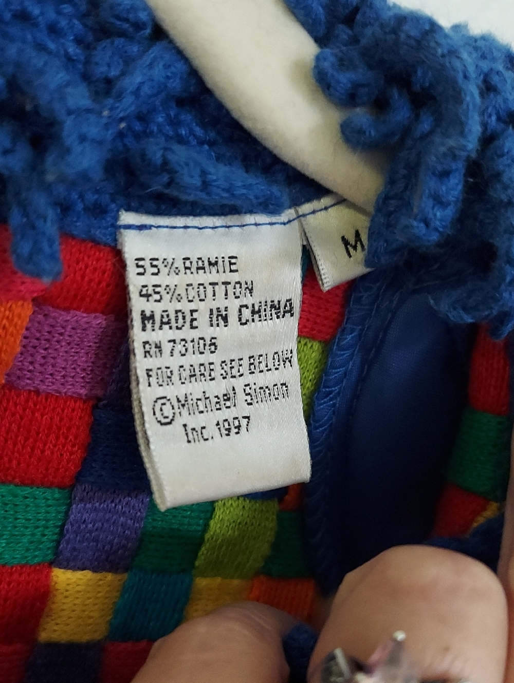 Michael Simon Top, Size M, Woven Knit, Cotton, MultiColor, Vintage - Picture 8 of 9